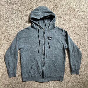 Under Armour Sweatshirt Womens Large Full Zip Hoodie High Neck Grey